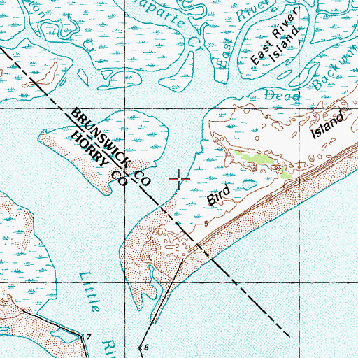 Topographic Map of Little River Inlet, NC