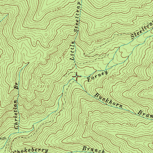 Topographic Map of Little Steeltrap Creek, NC