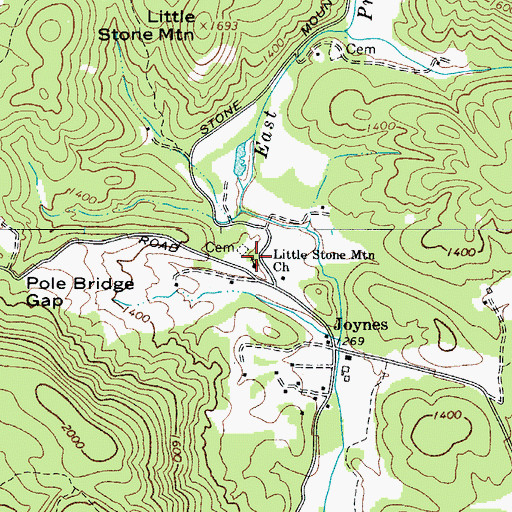 Topographic Map of Little Stone Mountain Church, NC