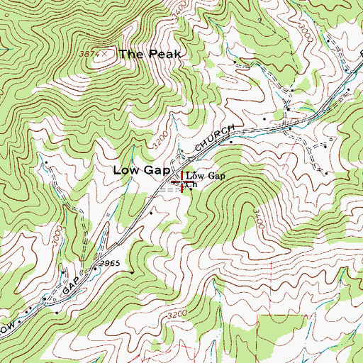 Topographic Map of Low Gap Church, NC