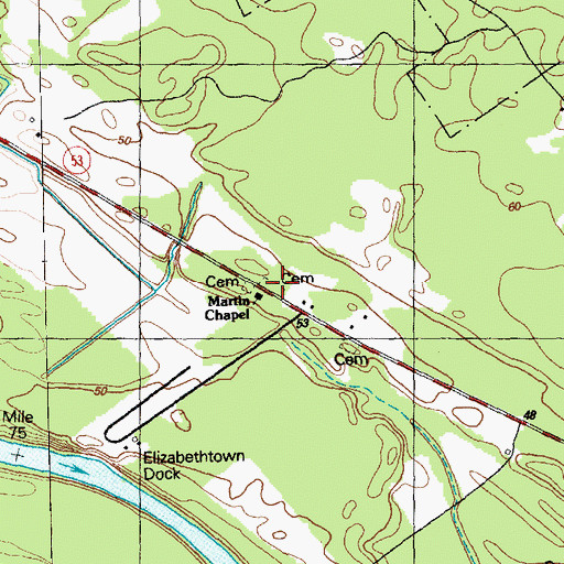 Topographic Map of Martins Chapel, NC