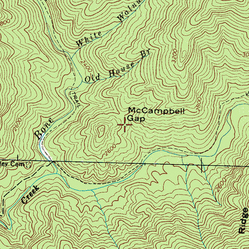 Topographic Map of McCampbell Gap, NC