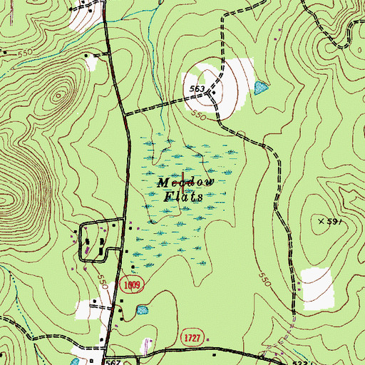 Topographic Map of Meadow Flats, NC