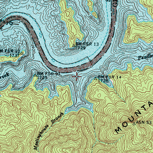 Topographic Map of Meetinghouse Branch, NC