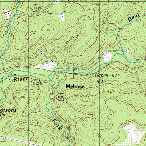 Topographic Map of Melrose, NC