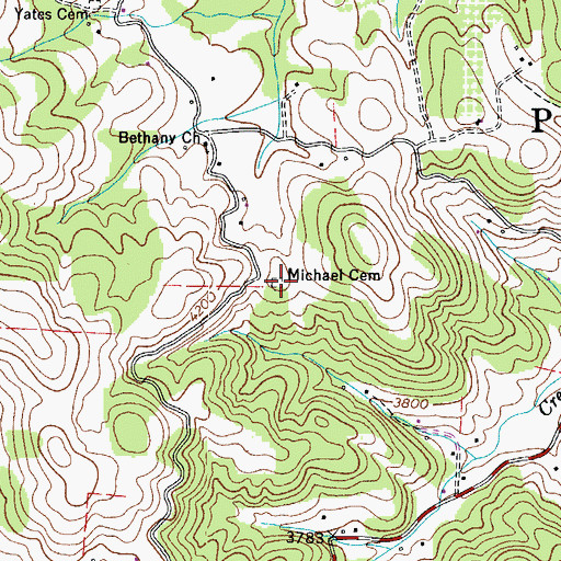Topographic Map of Michael Cemetery, NC
