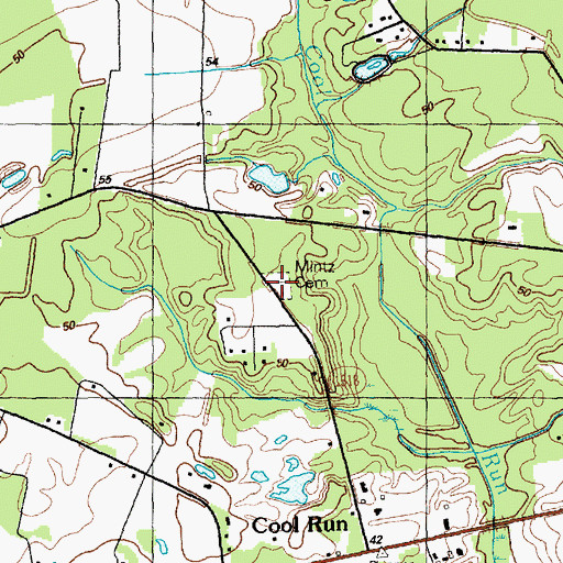Topographic Map of Mintz Cemetery, NC