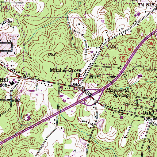 Topographic Map of Mitchel Grove Church, NC