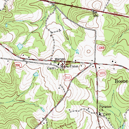 Topographic Map of Moore-Union Church, NC
