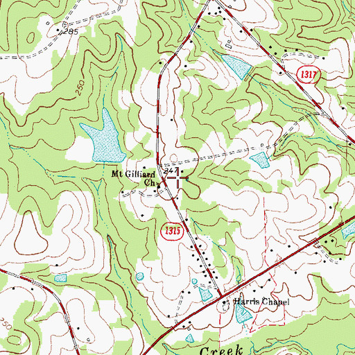 Topographic Map of Mount Gilliard Church, NC