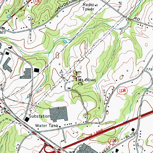 Topographic Map of Mount Olivet Church, NC