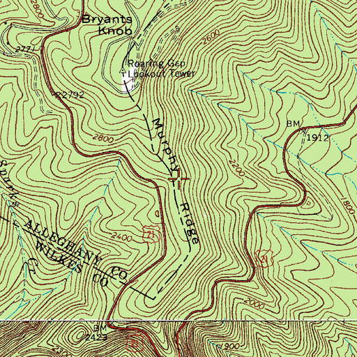 Topographic Map of Murphy Ridge, NC
