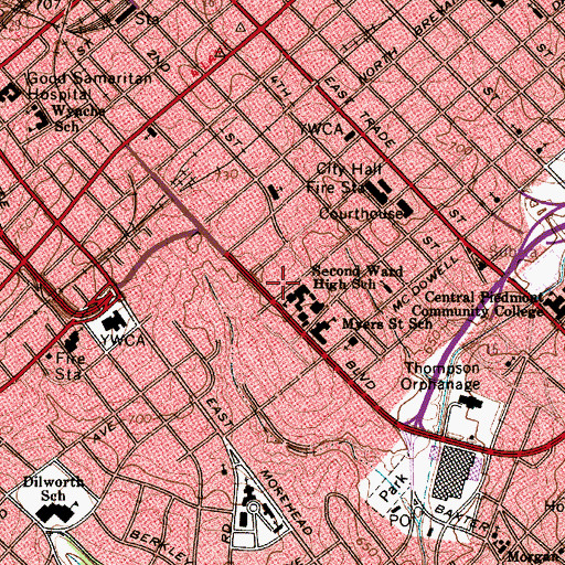 Topographic Map of Metro School, NC