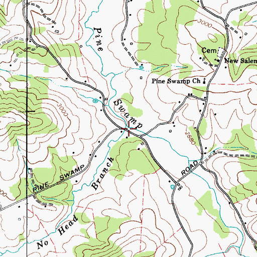 Topographic Map of No Head Branch, NC