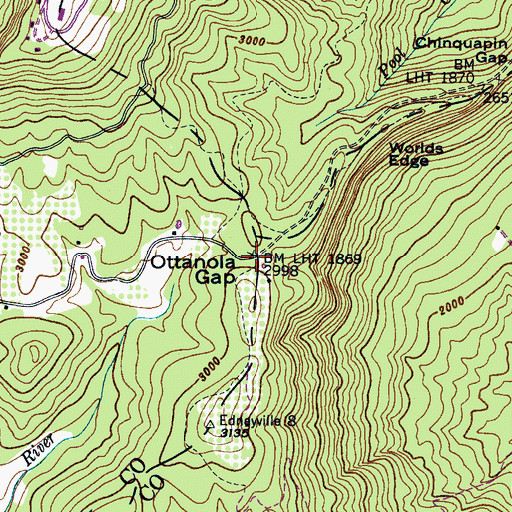 Topographic Map of Ottanola Gap, NC