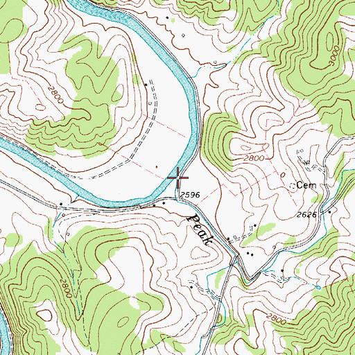Topographic Map of Peak Creek, NC