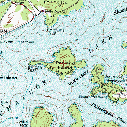 Topographic Map of Penland Island, NC