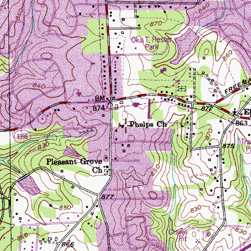 Topographic Map of Phelps Church, NC