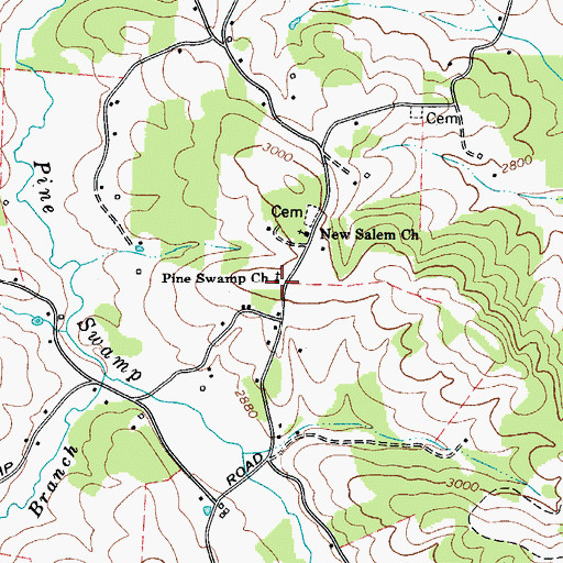 Topographic Map of Pine Swamp Church, NC