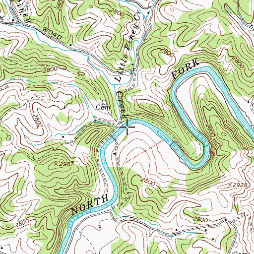 Topographic Map of Piney Creek, NC