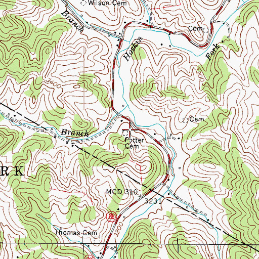 Topographic Map of Potter Cemetery, NC