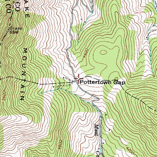 Topographic Map of Pottertown Gap, NC