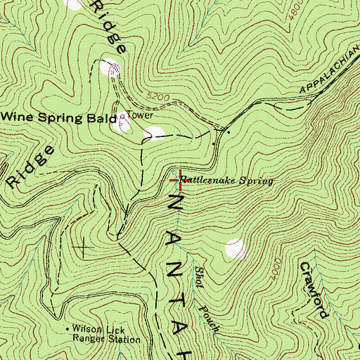 Topographic Map of Rattlesnake Spring, NC