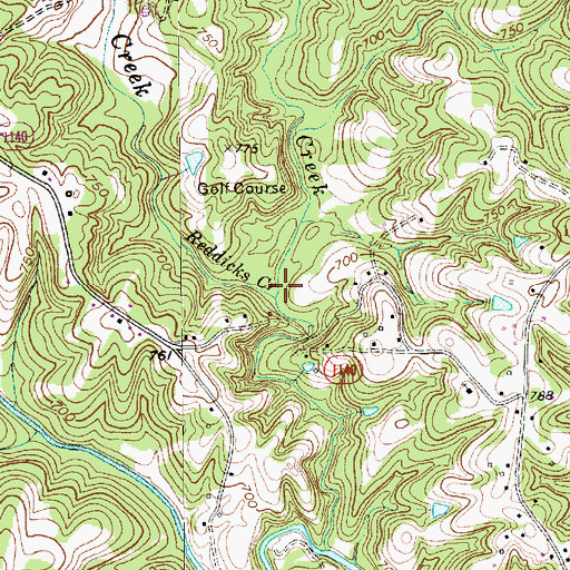 Topographic Map of Reddicks Creek, NC