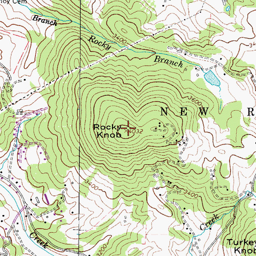 Topographic Map of Rocky Knob, NC