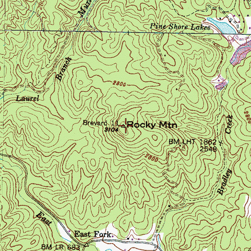 Topographic Map of Rocky Mountain, NC