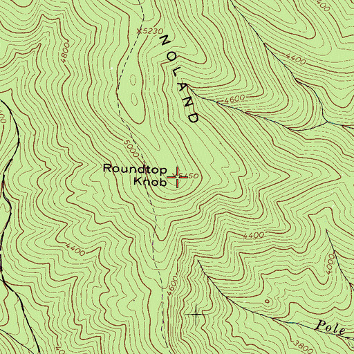 Topographic Map of Roundtop Knob, NC