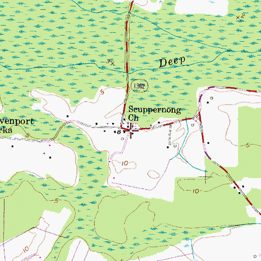 Topographic Map of Scuppernong Church, NC