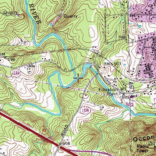 Topographic Map of Sevenmile Creek, NC