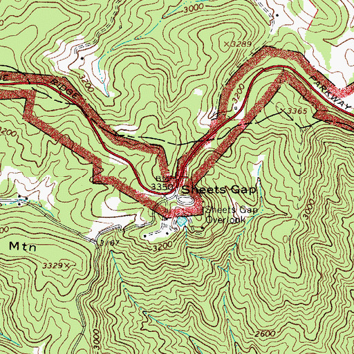 Topographic Map of Sheets Gap, NC