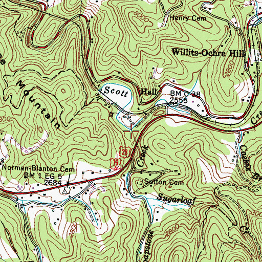 Topographic Map of Soapstone Creek, NC
