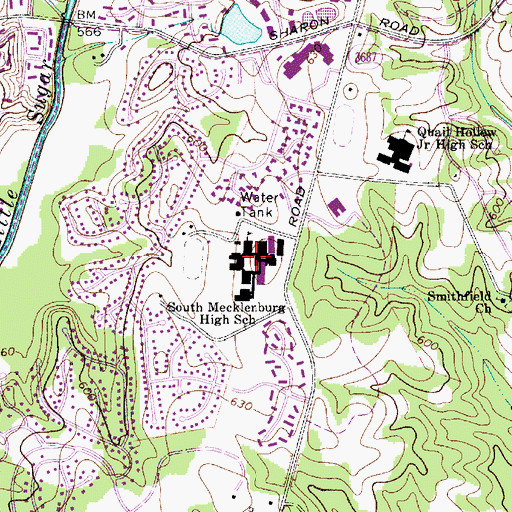 Topographic Map of South Mecklenburg High School, NC