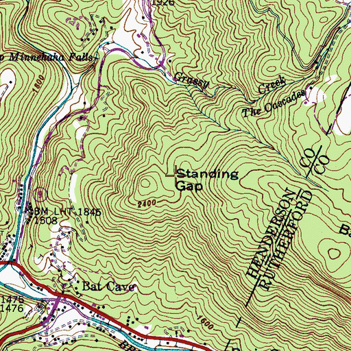 Topographic Map of Standing Gap, NC