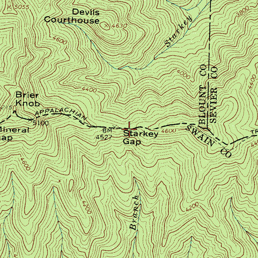 Topographic Map of Starkey Gap, NC