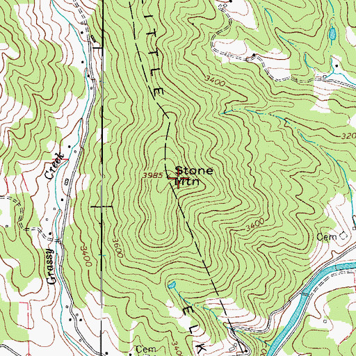 Topographic Map of Stone Mountain, NC