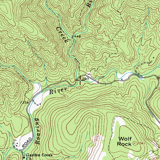 Topographic Map of Stone Mountain Creek, NC