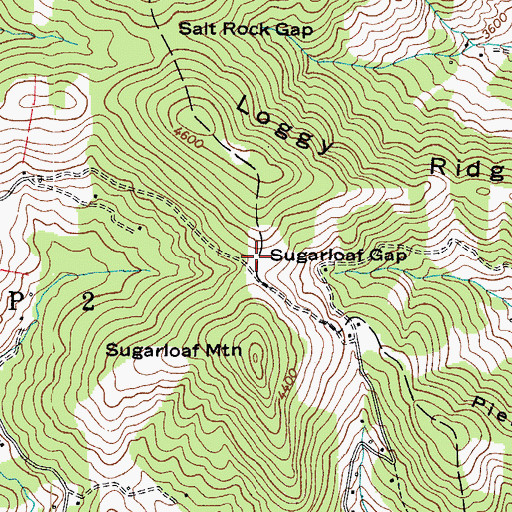 Topographic Map of Sugarloaf Gap, NC