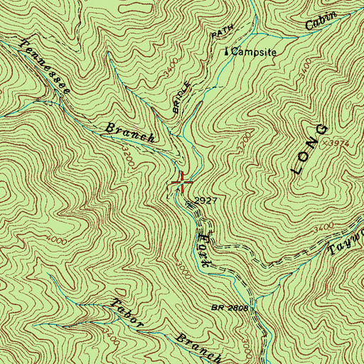 Topographic Map of Tennessee Branch, NC