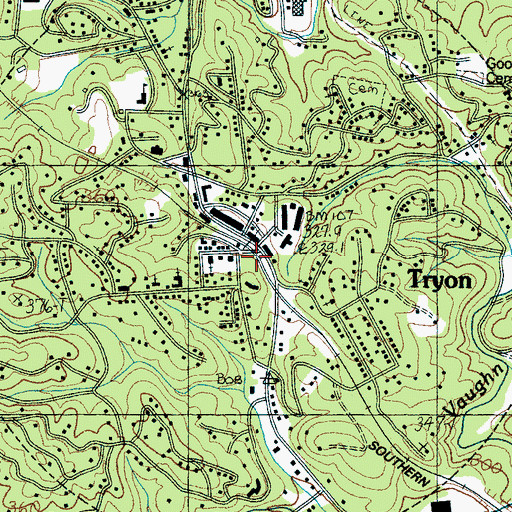 Topographic Map of Tryon, NC