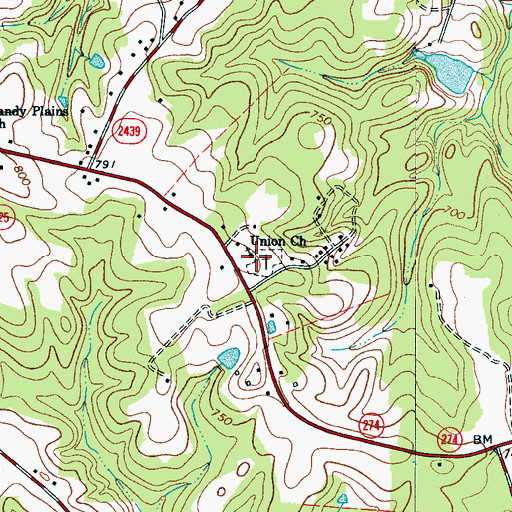 Topographic Map of Union Church, NC
