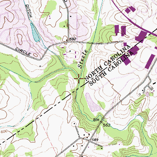 Topographic Map of Walker Branch, NC