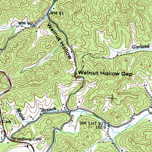 Topographic Map of Walnut Hollow Gap, NC