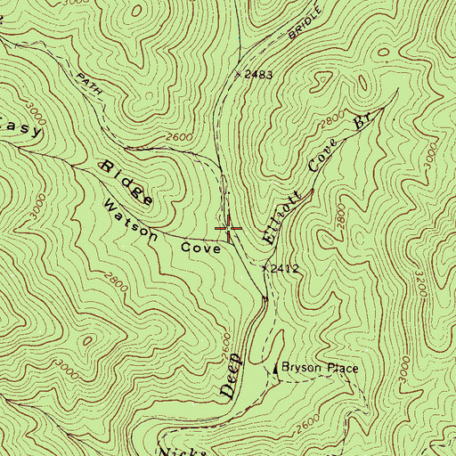 Topographic Map of Watson Cove, NC