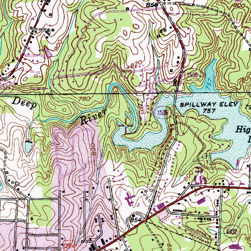 Topographic Map of West Fork Deep River, NC