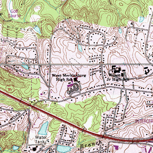 Topographic Map of West Mecklenburg High School, NC