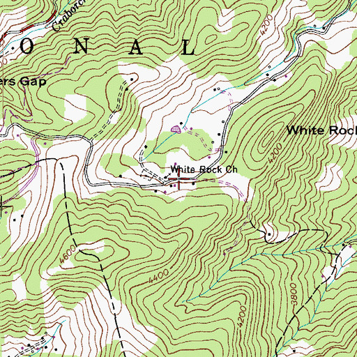 Topographic Map of White Rock Baptist Church, NC